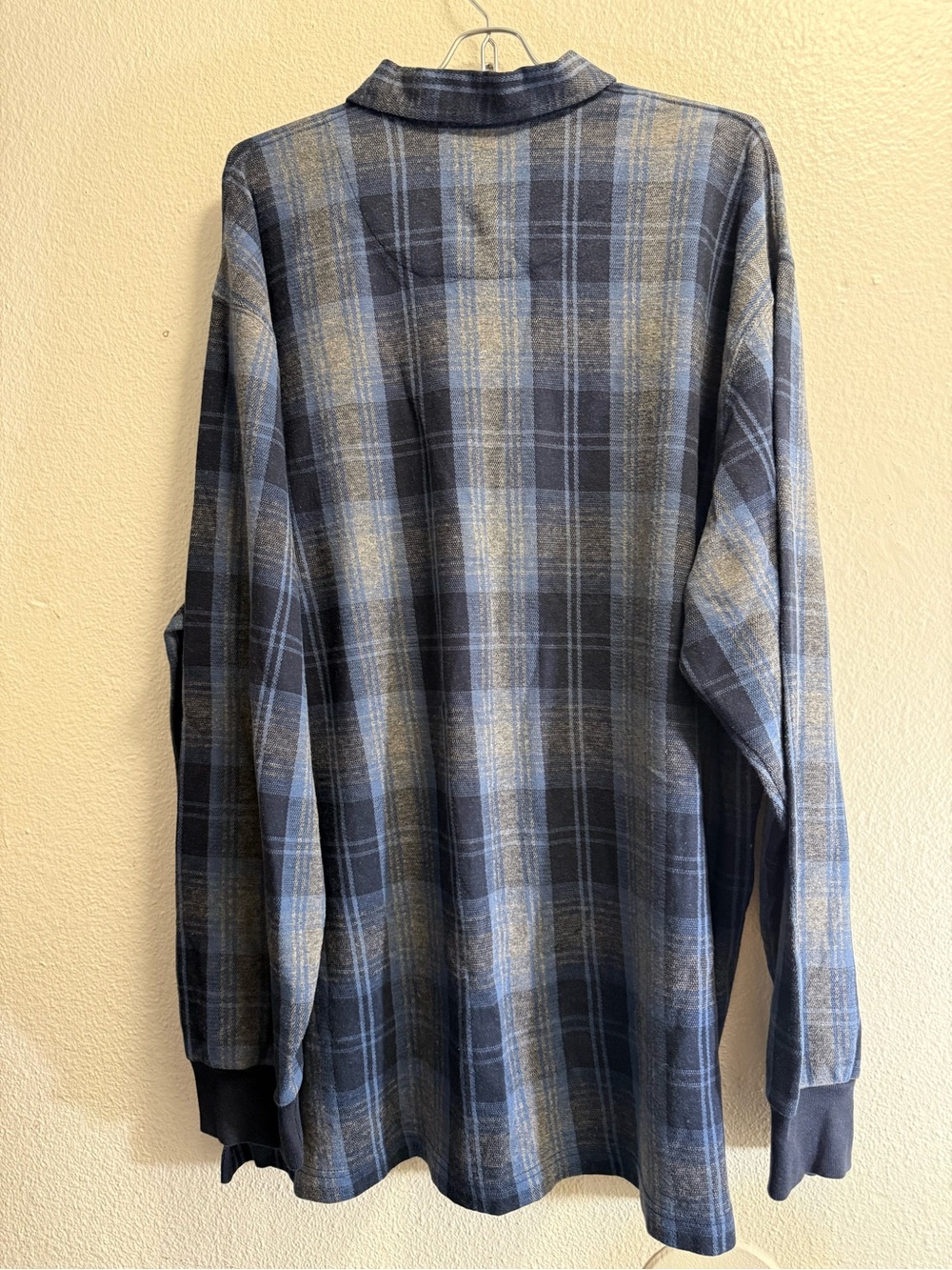 VTG polo Ralph Lauren men size Xl Blue and Navy Plaid Long-Sleeve Polo Shirt - Picture 4 of 8